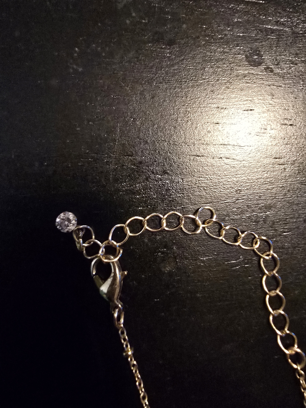 Delicate Gold Chain Necklace with Clear Sparkling Accent